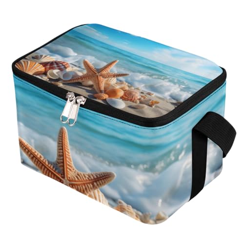 Lunch Bags for Women Men 9 Cans,Sea Starfish Hot & Cold Food Delivery Bag Insulated Grocery Bag Insulated Lunch Box Seashell Cooler Bag for Office Work Picnic Beach