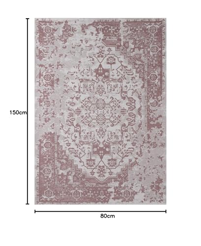 THE RUGS Machine Washable Rug – Medallion Design Rugs for Living Room, Bedroom, Hallway, Flat-weave Area Rugs, (Pink, 80x150 cm) - Cosy Home Interiors THE RUGS Machine Washable Rug – Medallion Design Rugs for Living Room, Bedroom, Hallway, Flat-weave Area Rugs, (Pink, 80x150 cm) - Image 2