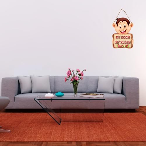 Image of Generic PNF My Room My Rules Quote Wall art & Door Hanging Frame For Kitchen, Dining, restaurants Decor | Walland home Decor for Living Room | Room Decor Wall Decor Items For Bedroom | (Wooden, 11x9 Inch,Brown)-11-1, Medium (PNF-WALLHANGING-1)