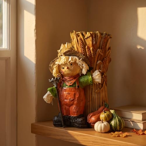 Patelai Fall Scarecrow Vase for Home Decoration 11.4 Inch Resin
