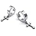 KONOV Mens Womens Stainless Steel Cross Huggie Hinged Hoop Earrings, Silver