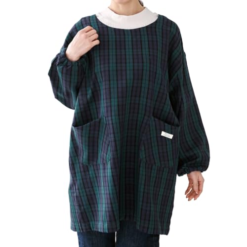 チェック柄かっぽう着 スモックエプロン 割烹着 かっぽう着 チェック おしゃれ 保育士 かわいい かっぽう着 ゆったり 大きいサイズ お尻が隠れる (06ブラックウォッチ, Mサイズ)