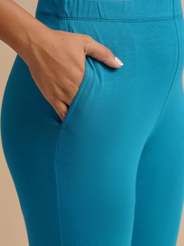 Image of ONE SKY Women Full Length Leggings | Cotton Modal Spandex Blend | High Waist Stretchable & Bio-Washed Fabric | Colour-Lock Technology | Comfortable Leggings for Women