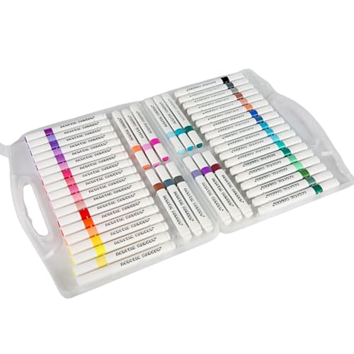 Image of JOUET 48 Colors Acrylic Paint Markers Set, Water-Based Non-Toxic Fine Tip Paint Pens for Rock Painting, Wood, Fabric, Glass & Canvas, Quick-Dry Waterproof Art Markers for Kids & Adults