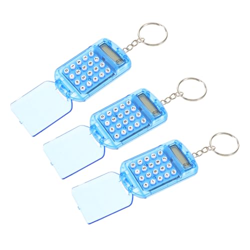 Calculadora de bolsillo portátil transparente con llavero integrado para operaciones rápidas