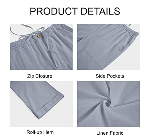 Image of Gafeng Mens Linen Pants Yoga Casual Beach Summer Harem Baggy Trousers