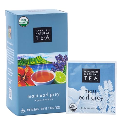 Image of Hawaiian Natural Tea Organic Maui Lavender Earl Grey - 20 Bags | Premium black tea, antioxidant rich; floral lavender twist on a classic cup