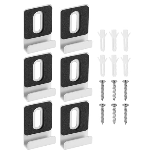 Image of uxcell 6Pcs Metal Mirror Holder Clips, Mirror Hangers Hardware Kit with Screws Large Size for Wall Mounting Frameless Mirrors, Wall Tile, Billboards Display, White