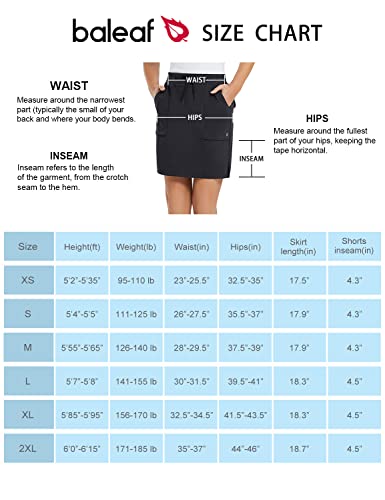 BALEAF Saia feminina de golfe Skort 45,72 cm na altura do joelho com bolsos de motociclista, cintura