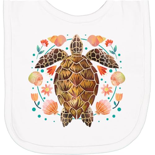 inktastic Sea Turtle with Shells and Flowers Newborn Bib