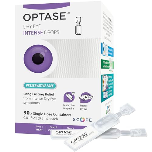 Optase Dry Eye Intense Drops, 30 Single Dose Vials – Preservative Free Eye Drops for Dry Eyes –...