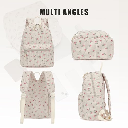 Image of Corduroy Womens Mini Backpack Girls Small Backpack Purse Fashion Casual Daypack School Bookbag (Flowers Pink)