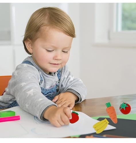 Image of Fruit Shaped Eraser Set (4 Pcs) - Multicolor Rubber School Eraser - Cute Designer Shapes, Multi-Color