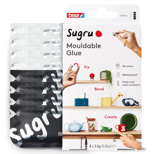 Sugru by tesa - Pâte Fixante Polyvalente à Modeler en Lot de 8 x 3.5 g - Pâte Durcissante Adhésive Polyvalente pour Décorer, Coller, Réparer, et pour...
