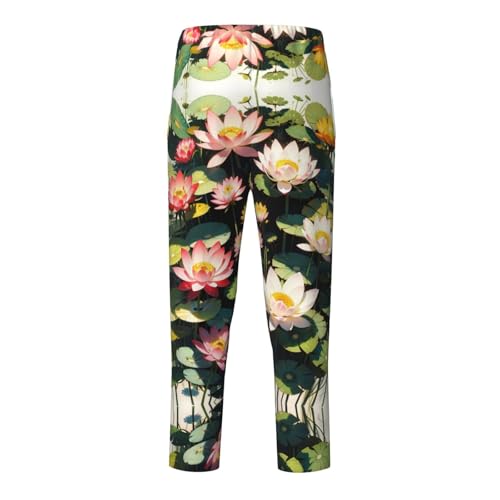Pajama Pants Pajama Bottoms with Elastic Waistband Sleepwear Lounge Pants, Colorful Lotus Flowers2