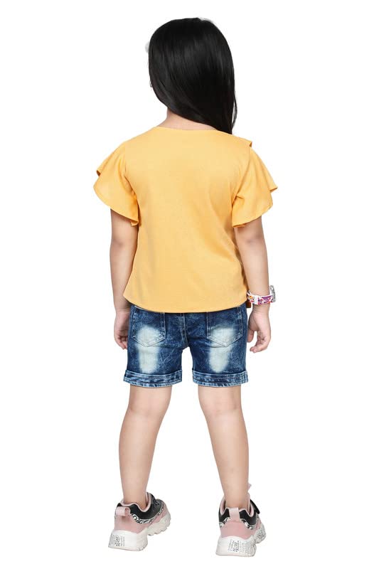 Image of F.S Fashion Denim Casual Reality Printed Top and Shorts Set for Girls