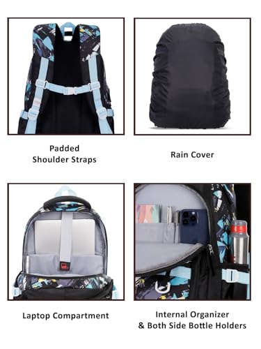 Image of Lavie Sport abstract Laptop Backpack | 36 Liters | Fits Upto 16 Inch | Laptop Compatiable | Rain Cover | Gift for Biys & Girls
