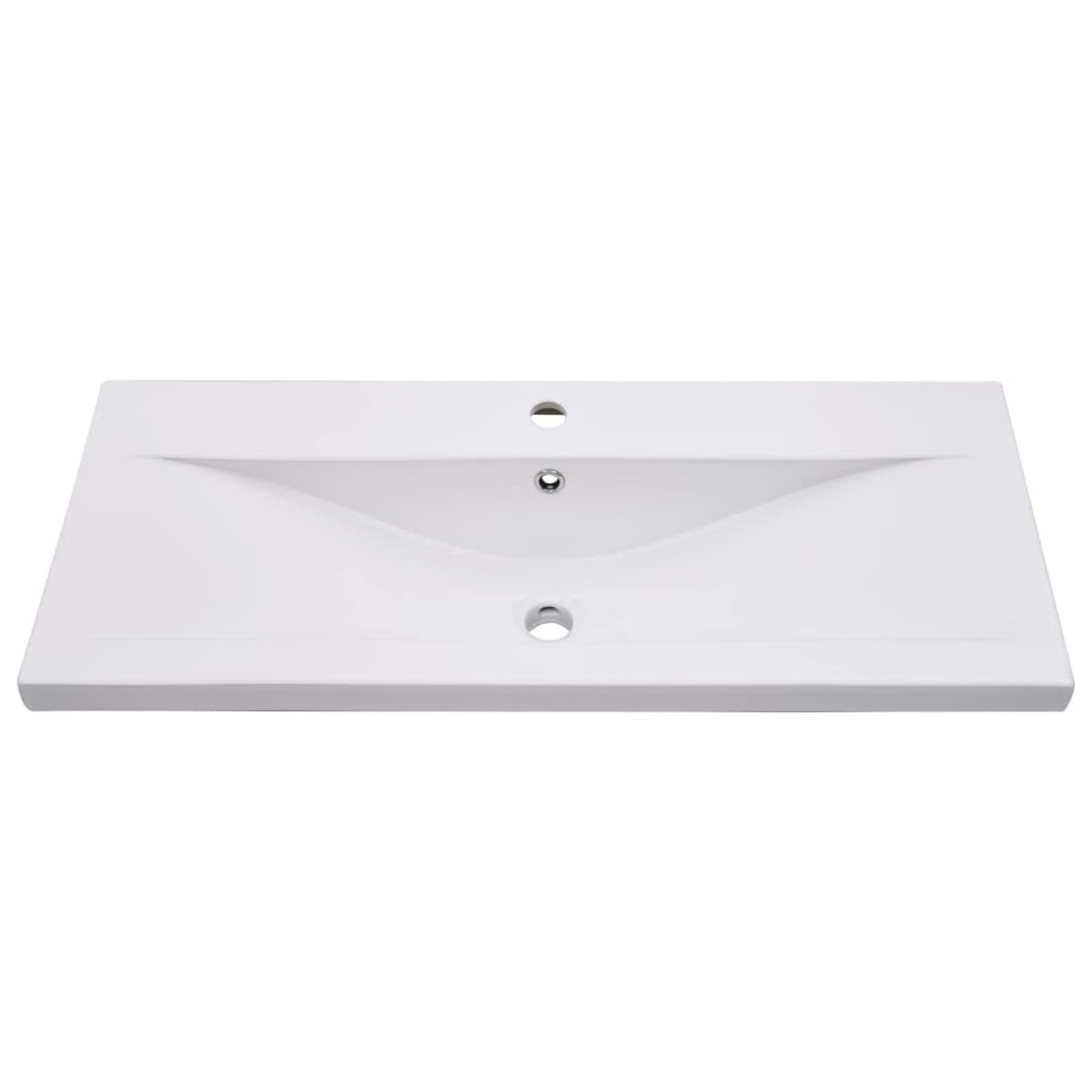 Homgoday Lavabo empotrado de cerámica blanca de 91 x 39,5 x 18,5 cm