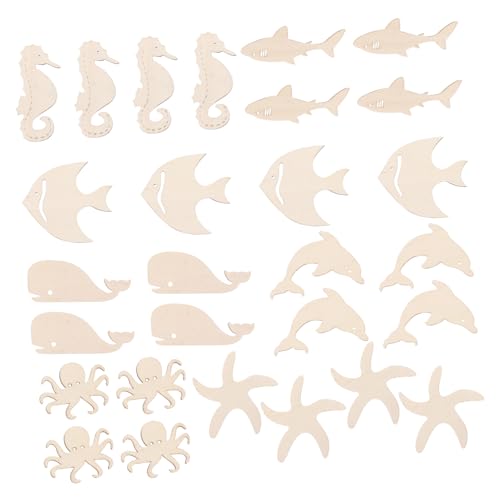 Alipis Disques en Bois Animaux Marins 28 Pièces à Peindre Décoration Sous-marine pour Activités Créatives et Anniversaires Garçon et Filles