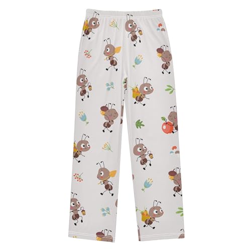 Boys' Pants Cartoon Ant Animal Long Bottoms Jogger Pants Elastic Waist Trousers with Pockets S-XL