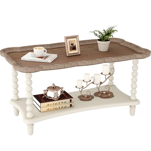 Function Home Farmhouse Coffee Table, Rustic White French Country Center