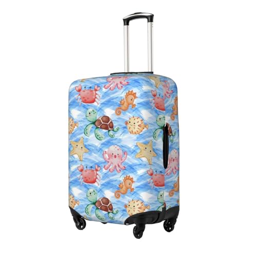 Cute Sea Life Luggage Cover Protector Elastic Washable Anti-Scratch Suitcase Covers With Zipper Closure For Luggage 18-32 Inch X-Large2