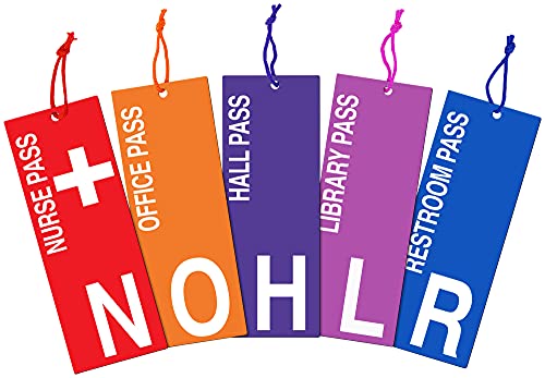 The Pencil Grip Hall Pass Set of 5, Gender Neutral, Unbreakable Plastic School Passes for Teachers, Classroom Supplies