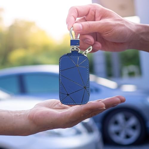Protector de llavero de coche de cuero PU para guardar monedas y tarjetas 3
