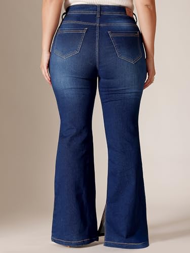 Image of Miss Chase A+ Women's Wide-Leg Mid Rise Regular Length Blast Effect Denim Jeans