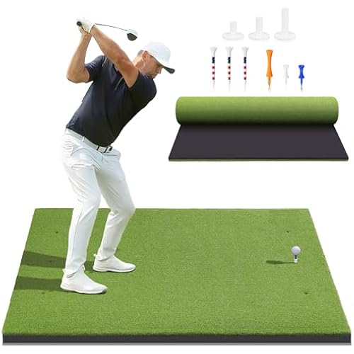 Golf Mat, 5x4ft/6x4ft Large Golf Hitting Mats for Practice Outdoor Indoor, 26mm Thick, High-Elasticity Artificial Turf Mat for Garage Simulator Chipping Driving Swinging Training, Gifts for Him Men
