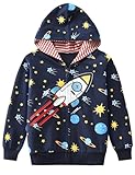 Little Hand Boys Space Planets Sweatshirts Rocket Hoodie Toddler Hooded Shirts Long Sleeve Dark Blue Jackets 4t