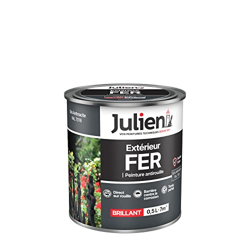 Julien Peinture Fer Anti-Rouille Brillant - Portes, grilles, portails, mobilier de jardin en métal...
