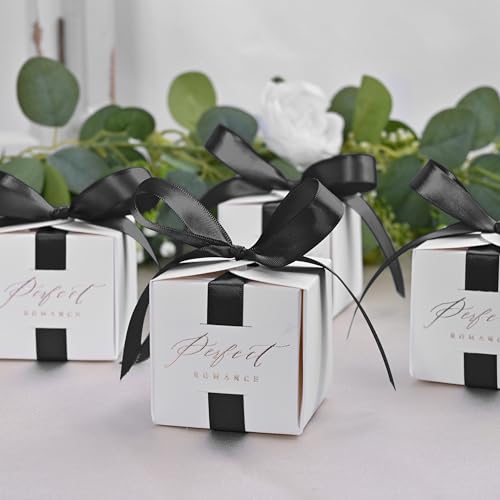 Image of Double Face Black Satin Ribbon 1 /2 inch X 50 Yards Polyester Black Ribbon for Gift Wrapping Very Suitable for Weddings Party Invitation Decorations and More