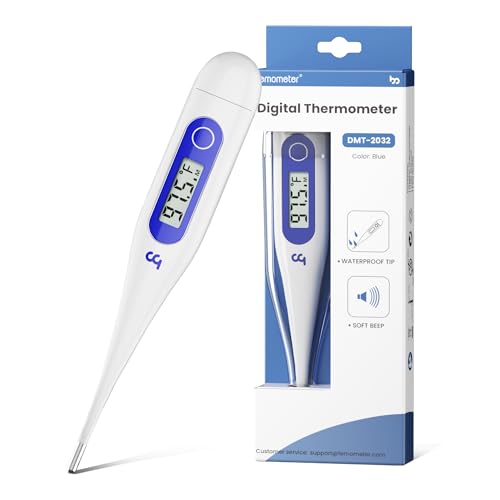 Femometer Thermometer for Adults and Kids, Digital Thermometer with Fever Alert, Memory Recall, C/F Switchable, for Oral, Rectal or Under Arm Use, Klein Blue