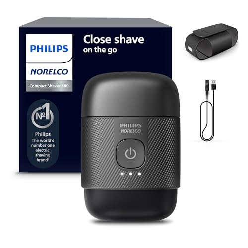 Philips Norelco Shaver 500 Series - Compact Electric Shaver, Lift & Cut System, SteelPrecision Blades, 3D Floating Heads, Wet & Dry Shave, Travel Case, Travel Lock, Magnetic Cap, Model S591/94