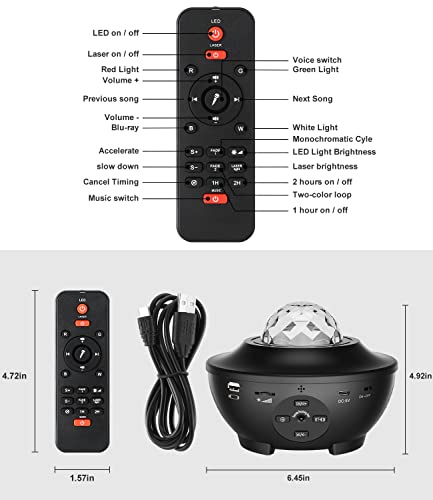 Galaxy Projector Star Projector, Water Wave And Star Effects, App Control, Speaker, Remote Control, Party、Room Decoration Lights For Kids And Adults #TOP7