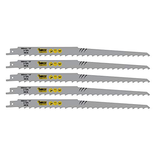 SabreCut SCRS1617K_5 300 mm 3 TPI S1617K - Juego de 5 hojas de sierra de sable para cortar madera muy rápidas, compatibles con Bosch Dewalt y muchos otros Cover