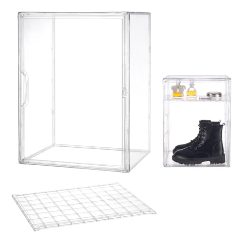 UNICRAFTALE Vitrina grande de PET transparente para guardar minifiguras con tapa de zapatos