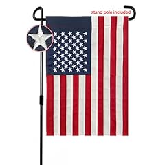 Embroidered American Garden Flag (12x18 inch) with Stand Holder