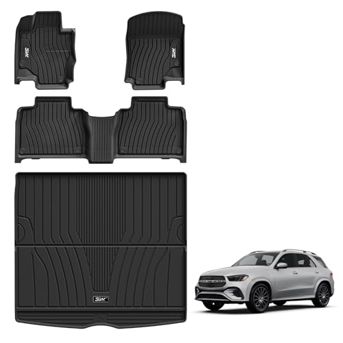 3W Floor Mats & Cargo Liner for Benz GLE 2020-2026 350/450/580/53 AMG/63 AMG S(Fit 5 Seats, Not for Coupe/W167/Hybrid), TPE All Weather Custom Fit Floor Liner & Trunk Mats Car Mats