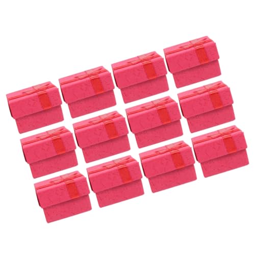 LIFKOME Set Da 12 Portagioie Quadrati Rossi Fiocco, Contenitori Per Gioielli Spugna, Custodie Per Anelli e Orecchini, Per Donne e Regali Di Compleanno, Natale e Matrimoni