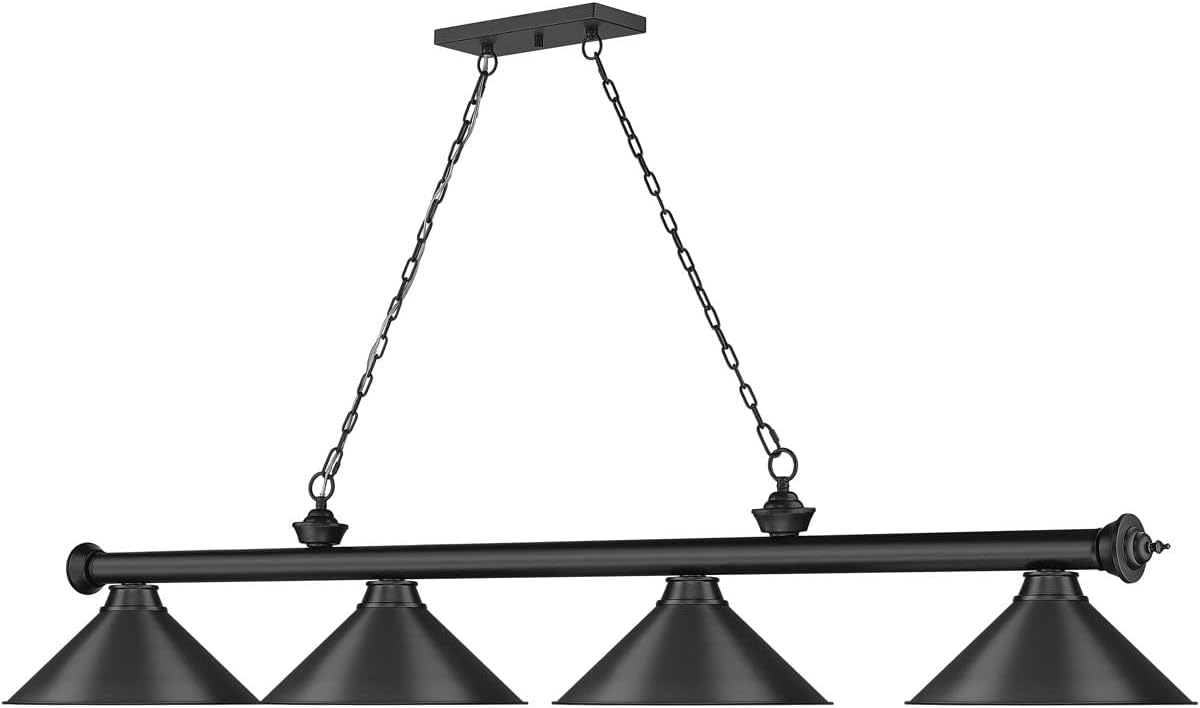 Z-Lite 2306-4MB-MB15 Cordon Billiard Pendant, 4-Light 240 Total Watts, Matte Black