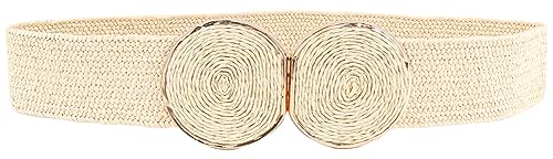 ALAIX Straw Woven Elastic Belt for Women Wide Stretch Waistband for Dress Boho Summer Raffia Belt Dress Belts
