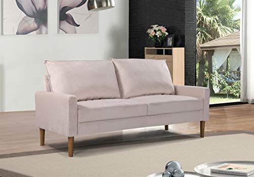 Container Furniture Direct Ivory Velvet 3-Seater Couch