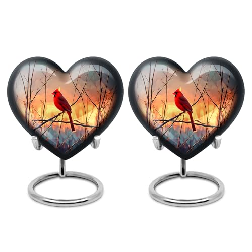 Image of Cardinal Urn Small Funeral Urn for Ashes for Women 3 Inch 2 Qty | Keepsake Cremation Urns for Human Ashes Adult Male & Female Funeral Keepsakes for Ashes