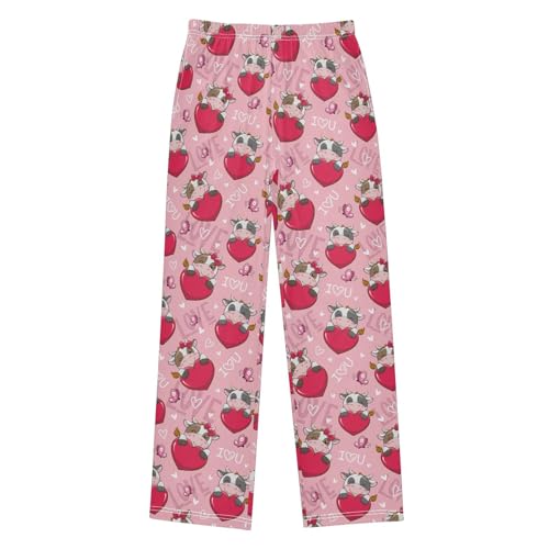 Milk Cow Love You Boys Long Pants Soft Trousers Elastic Waist Kids Lounge Bottoms with Pockets S-XL