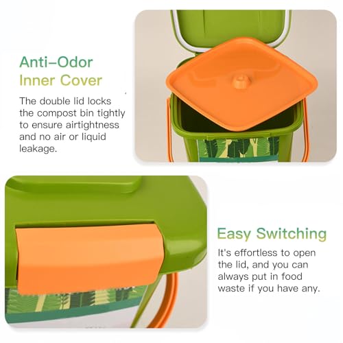 LFLIFENG Kitchen Composter With Faucet Collect Compost Liquid Compost Bins Convenient Recycling of Food Waste Kitchen Compost Bin Countertop,Style3(15L)-1Set - Image 3
