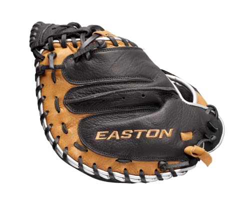 Easton | FUTURE ELITE Baseball Catcher's Mitt | 32.5" | 1-Piece Solid Web | Right Hand Throw | Black/Camel by Easton - Image 3