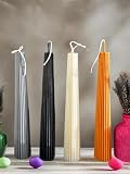 Elegant Taper Candle– Ribbed Design | Beeswax Soy Blend | Custom Color | Dripless & Natural Candle, Handmade Ribbed Taper Candle