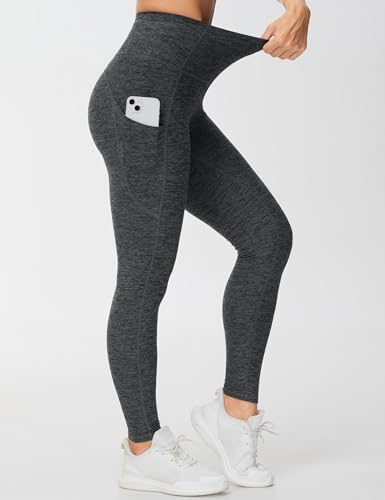 Image of THE GYM PEOPLE Thick High Waist Yoga Pants with Pockets, Tummy Control Workout Running Yoga Leggings for Women